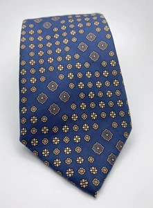 Ted Lapidus Tie Blue Geometric Pattern Hand Made in Italy - Picture 1 of 6
