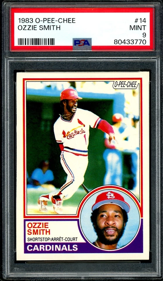 Topps O-Pee-Chee 1983 opc #14 Ozzie Smith Hof PSA 9 como nuevo St Cardinals Padres Foto 1 de 2