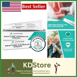 Versatile 12 Hour Hold Denture Cream, Mint Flavor, Waterproof Comfort - 2-Pack - Picture 1 of 11