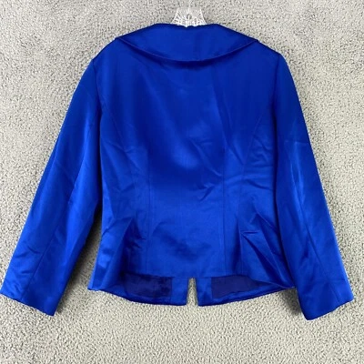 Jaqueta Patra Feminina Média Azul Forrada Brilhante Blazer de Acetato Fabricada nos EUA - Imagem 1 de 4