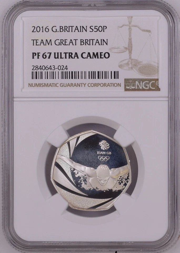 2016 Rio Olympic Team GB UK  50p Fifty Pence Silver Proof Coin NGC PF 67 ULT CAM - Image 1 of 4