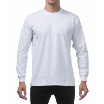 PROCLUB MENS HEAVYWEIGHT LONG SLEEVE T SHIRTS PRO CLUB CASUAL COTTON TEE SHIRT - Image 1 of 4