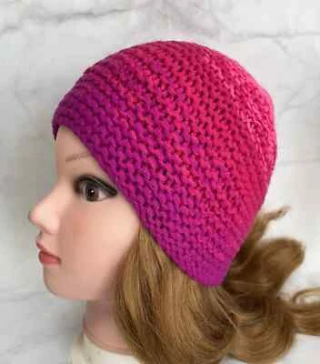 Mujer Sombrero Suave Gorro Tejido a Mano 100% Lana Color Rosa Boina de Invierno Foto 1 de 4