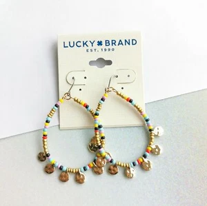 LUCKY BRAND Gold Tone Beaded Drop Earrings - Picture 1 of 3