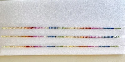 2mm Rainbow Lab Grown Sapphire Rounds Brilliant Cut Tennis Strip Ready To Ship - Image 1 of 3