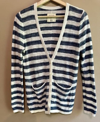 Cárdigan ABERCROMBIE Niños Niñas Azul Blanco Rayas Abotonado Algodón Talla 13/14 Foto 1 de 4