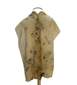 H4# DSQUARED2 Distressed Jungle Print Scarf Tan Graphic Cotton Made In Italy - Picture 1 of 7