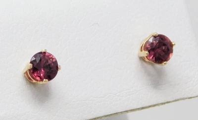 Sweet 14 kt Yellow Gold Pair of ≈3.9 mm Round Natural Ruby Stud Earrings B9220 - Image 1 of 4
