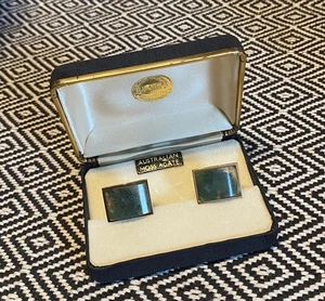 Vintage HICKOK (USA) 'Australian Moss Agate' Goldtone Cufflinks - Boxed - Picture 1 of 4