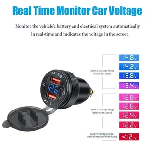Cargador USB Doble DINTo para Motocicleta QC3.0 Adaptador de Corriente Voltímetro para Teléfono GPS - Imagen 1 de 13