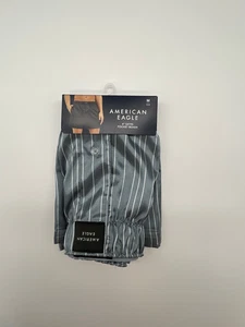 American Eagle Men's Satin 4" Pocket Boxers Size Medium 32-34 Gray Striped - Picture 1 of 2