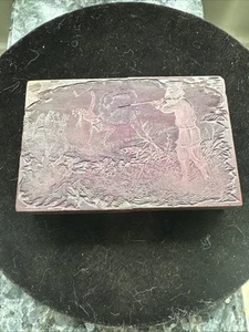 Print Block “ Davy Crocket Indian Shooting Scene Old Lead Face Block Rare!! - Picture 1 of 9