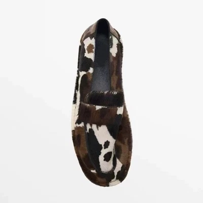 Massimo Dutti Women's Pony Hair Loafers Slip On Printed Flat Casual Shoes - Image 1 of 4
