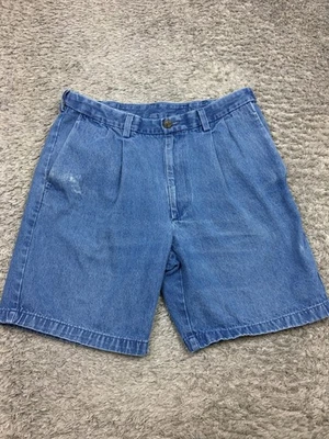 Pantalones Cortos de Jean de Algodón Haggar Comfort De Colección Para Hombre Talla 36 Azul Denim Elástico Plisado Foto 1 de 4