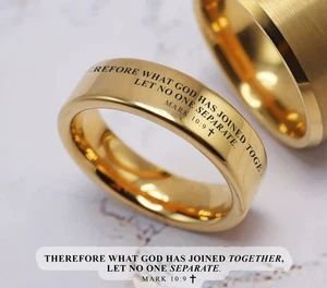 Unisex Adults Golden Tungsten Bible Verse Filigree Religious Wedding Ring - 6mm - Picture 1 of 3