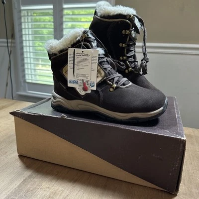 Khombu Snowpath Boots Womens Size 7 Dark Brown Waterproof Thermolite Winter Fur - Image 1 of 4