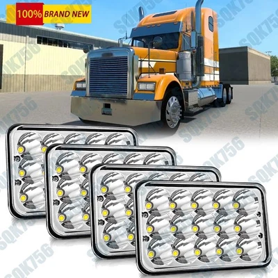 4PC 4x6" LED Headlights Sealed Hi/Lo Beam Fog Light For Freightliner FLD 120 112 - Image 1 of 4