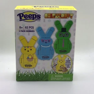 Brickcraft x PEEPS "3er Pack Hasen - gelb blau grün" Ziegelbauset - Neu - Bild 1 von 4