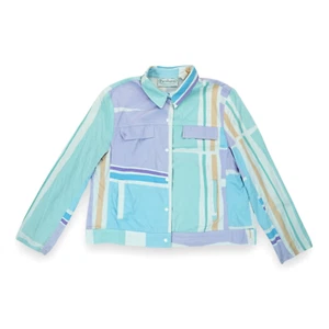 Vintage Patchington Jacket Large Colorblock Snap Closure Multicolor 80s 90s - Picture 1 of 5