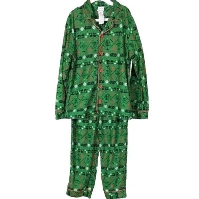 Комплект фланелевой пижамы Disney Star Wars зеленый размер 7 длинные брюки на пуговицах Hoth Yoda - Изображение 1 из 4