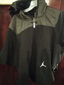 Jordan Women's Size 2XL Black Nike Tonal Coated Fleece Hooded Poncho Zip - Picture 1 of 6