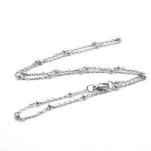 Collar colgante de eslabones en O de acero inoxidable plateado de 2 mm con cierre de langosta cadena satélite - Imagen 1 de 3