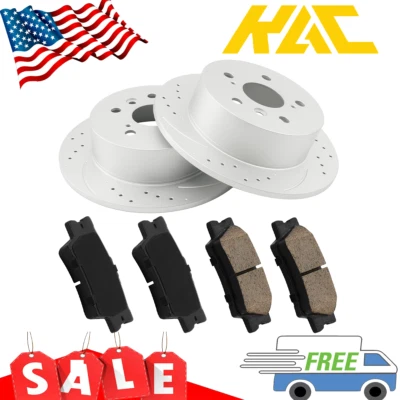 Rotores traseros perforados y pastillas de freno para Toyota Avalon Camry Lexus ES350 2013-2017 Foto 1 de 4