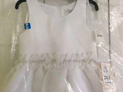 NUEVO CON ETIQUETAS VESTIDO DE ORGANZA BLANCO US ANGELS CON FLORES Y CUENTAS! NIÑAS 10 $152.00+ ¡DEBES VERLO! Foto 1 de 4