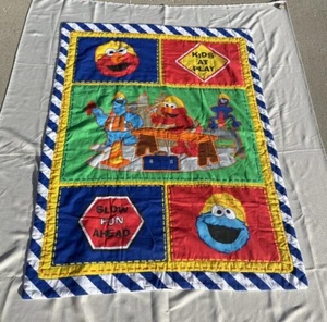 Sesame Street Elmo Quilted Blanket 42" X 55" Construction Cookie Monster - Picture 1 of 8