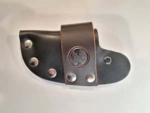 GENUINE LEATHER QUICK-DRAW SHEATH for BUCK 112 FOLDING KNIFE - BLACK and BROWN - Picture 1 of 5