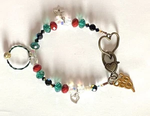 Signatur Smaragd Empire Lorbeer gekrönt Bettelarmband 8 1/2 Zoll glänzend  - Bild 1 von 2
