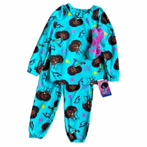 Girls' Karma's World Long Sleeve Pajama Set Cozy Socks Fleece Teal Blue S (6-6X) - Picture 1 of 7