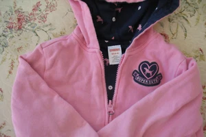 Gymboree Toddler Girls Rule XS 3-4 Hoodie Jacket Pink Navy Blue Dogs SUPER CUTE - Picture 1 of 8