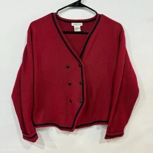 VTG Talbots Red Merino Wool Double-Breasted Cardigan Womens M - Picture 1 of 6