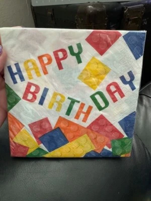 Happy Birthday Block Party 16ct. Lunch Napkins Party Supply Tableware New!!! - Image 1 of 2