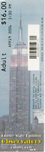 NEW YORK 2006 TICKET OF EMPIRE STATE BUILDING, OBSERVATORY, USED