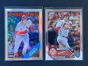 2023 Topps Chrome Refractor 1988 Retro Nolan Gorman RC + Base St Louis Cardinals - Picture 1 of 1