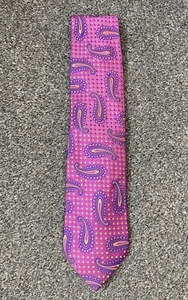 Duchamp London Black Label 100% Silk Bright Pink Paisley Polka Dot Tie - Picture 1 of 6
