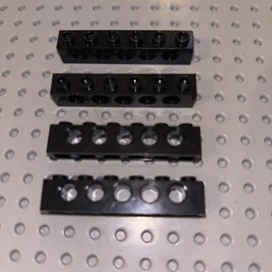 Lego Technic Brick 1x6 with 5 Holes in Black x 4 / PN 3894 - Picture 1 of 4