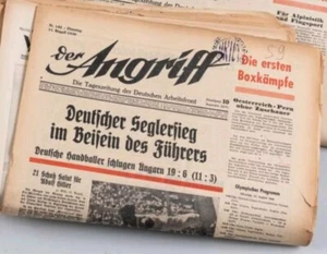 Original WW2 1936 German illustrated Newspaper DER ANGRIFF 1936 Olympics Berlin  - Picture 1 of 17