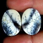 26.75Cts. 100%Natural Dendrite Opal Oval Cabohon 16x22x4mm Pair Losse Gemstone