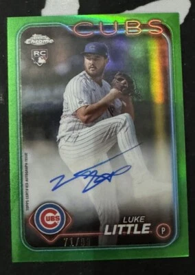 2024 Topps Chrome Luke Little RC Auto /99 Green Refractor!! Chicago Cubs!! - Image 1 of 2
