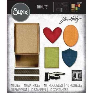 Tim Holtz Sizzix Thinlits Die ~ VAULT MATCHBOX ~ 666604 10 troqueles nuevos - Imagen 1 de 1