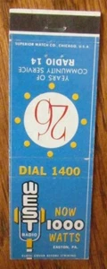 MEDIA RADIO STATION MATCHBOOK COVER: WEST RADIO (EASTON, PENNSYLVANIA) -K14 - Picture 1 of 1