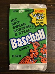 1991 Fun Stuff, Hit Spit Swear Scratch & Steal Baseball Cards 1 Sealed Pack NEW