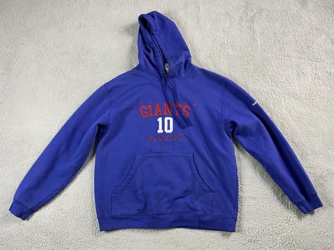 New York Giants Sweatshirt Men Medium Blue NFL Peyton Manning Reebok Hoodie Cover