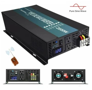 3500W Pure Sine Wave Inverter 24V to 120V Solar Off Gird Home RV Remote Control - Picture 1 of 10