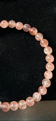 Natural Quartz Sunstone Gold Sheen Crystal Stretch Bracelet 1 Piece Holiday Gift - Image 1 of 4