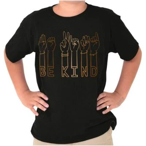 Inclusivity Positivity Sign Language Be Kind Youth Crewneck T Shirts Boy or Girl - Picture 1 of 7