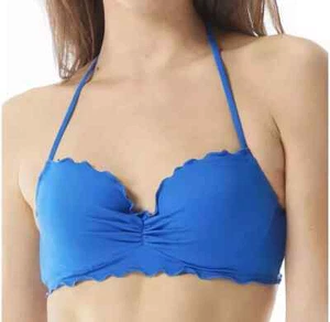 Sujetador Sundazed Sólido Nixie Talla Borde Volantes Halter Bikini Top, Azul Azul Azul, 36D - Imagen 1 de 2